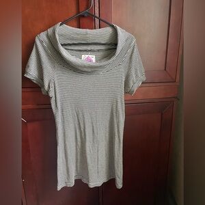 Free People *vintage* Striped Black and White Cowl Neck Top Wool/Cotton Large